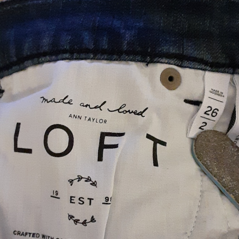 Ann Taylor Loft Modern Kick Stretch Crop dark wash denim blue jeans sz 26 EUC… - Picture 6 of 8